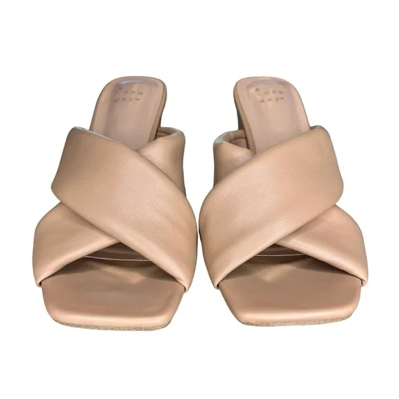 A New Day Casual Crisscross Leather Square Toe Sandal Heel Nude/Tan, Women’s 8 - Picture 2 of 9